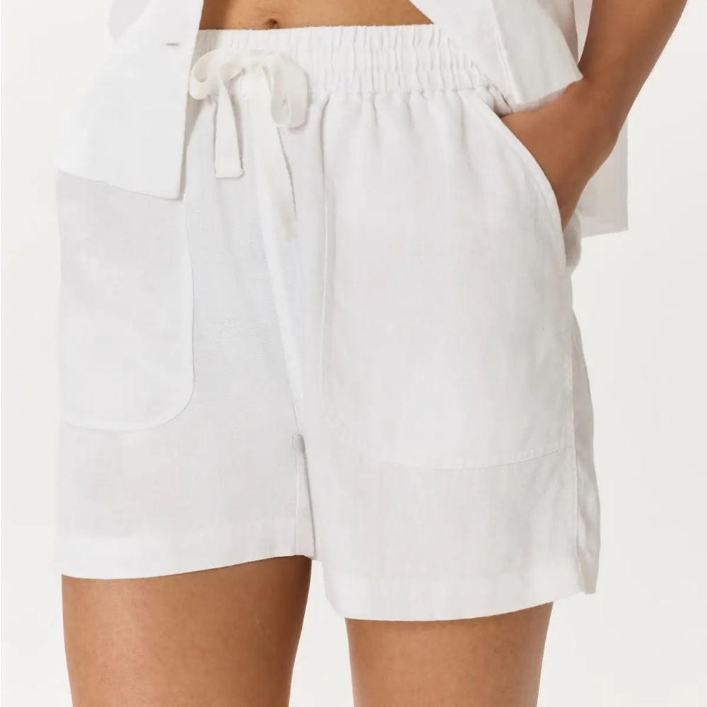 Quince European 100% Linen Drawstring Shorts- White